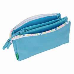 Trousse Fourre-Tout Triple Benetton Spring Bleu ciel 22 x 12 x 3 cm