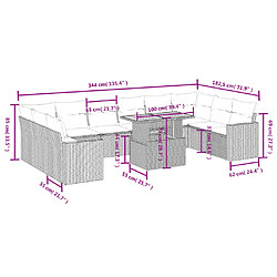 Avis vidaXL Salon de jardin 11 pcs avec coussins beige résine tressée