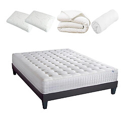 Bellecour Pack Châtelet Pack Prêt à dormir CHÂTELET 140x190 cm | Matelas Mémoire de forme + Sommier + Accessoires