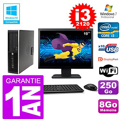 PC HP 6200 SFF Ecran 19" Intel i3-2120 RAM 8Go Disque 250Go Graveur DVD Wifi W7 · Occasion 