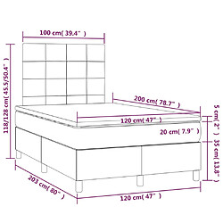 vidaXL Sommier à lattes de lit et matelas Gris clair 120x200cm Velours pas cher