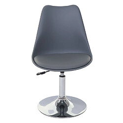 Decoshop26 Chaise pivotante cuisine salle à manger réglable en hauteur synthétique gris foncé pied chromé 04_0002036