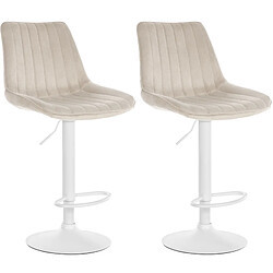 Non Lot de 2 tabourets de bar Toni velours blanc