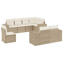 Maison Chic Salon de jardin avec coussins 8 pcs | Ensemble de Table et chaises | Mobilier d'Extérieur beige résine tressée -GKD76762