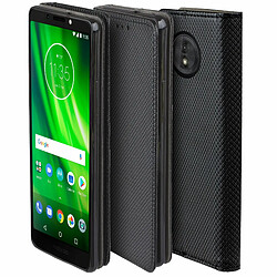 Moozy Case Flip Cover pour Motorola Moto G6, Moto 1S, Noir - Étui à Rabat Magnétique Intelligent avec Porte-Cartes et Support