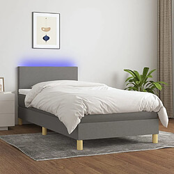 Sommier à lattes et LED,Cadre à lattes de lit avec matelas pour Adulte Gris foncé 90x190cm -MN93786