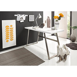 Acheter Pegane Bureau en laqué blanc mat avec piètement acier - L140 x H75 x P60 cm