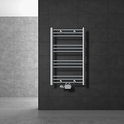 LuxeBath Radiateur de salle de bains Sahara 600x800 mm, chrome, coudé avec raccord central y compris garniture de raccordement avec thermostat universel