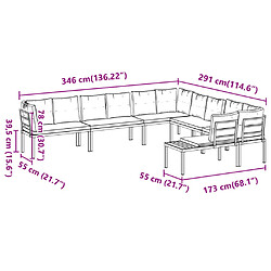 vidaXL Salon de jardin avec coussins 6 pcs noir acier enduit de poudre pas cher