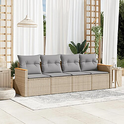 vidaXL Salon de jardin avec coussins 4 pcs beige résine tressée