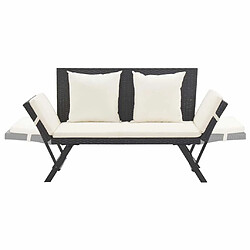 Maison Chic Banc de jardin avec coussins | Banquette de jardin | Chaise Relax 176 cm Noir Résine tressée -MN48799 pas cher