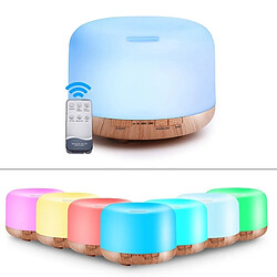 Wewoo Humidificateur d'Air T500 Télécommande Motif à bois Diffuseur d'huile essentielle Ultrasonique Mist Maker d'arôme Couleur LED, Capacité: 500ml, DC 24V, Prise US