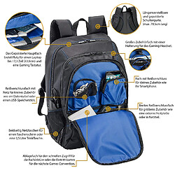 'Pedea Sac à Dos de Jeu Game Laptop Sac à Dos pour Ordinateur Portable jusqu'à 17,3 (43,9 cm) Compatible avec ASUS, Dell, MSI ? Imperméable, Noir/Bleu pas cher