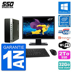 PC HP ProDesk 600 G3 SFF Ecran 27" Intel G4400 RAM 32Go SSD 2To Windows 10 Wifi · Occasion 