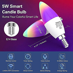 Acheter Universal Lampe Ampoule Smart C Le Smart WiFi E14 Base Ampoule C Le 5W RGB W Compatible(Coloré)