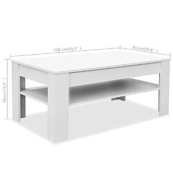 vidaXL Table basse bois d'ingénierie 110x65x48 cm Blanc pas cher