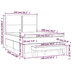 vidaXL Sommier à lattes de lit avec matelas Taupe 140x200 cm Tissu pas cher