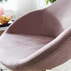 Mes Fauteuil 70x70x79 cm en velours rose clair et pied doré pas cher