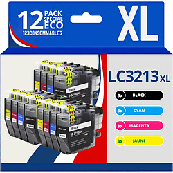 123CONSOMMABLES - LC3213 LC3211 - Cartouches d'encre Compatible pour Brother LC3213 DCP-J572DW MFC-J497DW MFC-J491DW MFC-J895DW DCP-J774DW DCP-J772DW MFC-J890DW (3 Noir / 3 Cyan / 3 Magenta / 3 Jaune) 