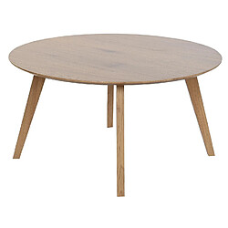 Pegane Table basse ronde en bois MDF/métal coloris naturel - Diamètre 90 x Hauteur 45 cm