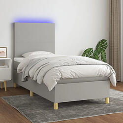 vidaXL Sommier à lattes de lit et matelas et LED Gris clair 100x200 cm