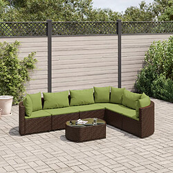 vidaXL Salon de jardin avec coussins 7 pcs marron résine tressée 