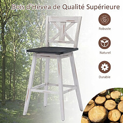 Acheter Helloshop26 Lot de 2 tabourets de bar h109 cm siège pivotant 360° avec repose-pieds antidérapants en bois d'hévéa pour maison restaurant 20_0003156