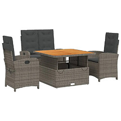 Maison Chic Ensemble à manger d'extérieur 4 pcs avec coussins,Salon de jardin,Mobilier de jardin Gris Résine tressée -GKD744321