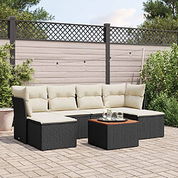 Maison Chic Salon de jardin 7 pcs avec coussins | Ensemble de Table et chaises | Mobilier d'Extérieur noir résine tressée -GKD94857