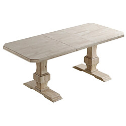 Pegane Table à manger extensible en bois de chêne nordique avec pied en bois sculpté - Longueur 160-240 x Profondeur 90 x Hauteur 79 cm