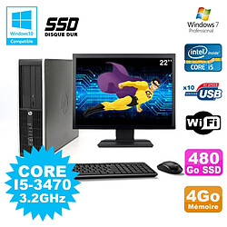 Lot PC HP Elite 8300 SFF I5-3470 3.2GHz 4Go 480Go SSD Graveur Wifi W7 + Ecran 22 · Occasion 