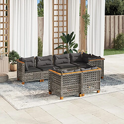 vidaXL Salon de jardin avec coussins 7 pcs gris résine tressée 