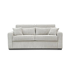 Avis Vente-Unique Canapé 4 places convertible express en velours côtelé beige - Couchage 160 cm - Matelas 18 cm - MONDOVI