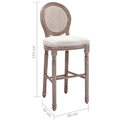 vidaXL Tabourets de bar lot de 2 blanc lin pas cher