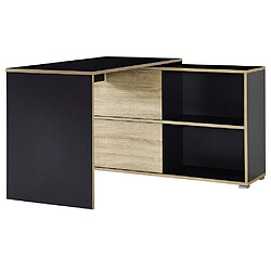 Bureau design en bois avec portes coulissantes L120 cm SLIDE - Anthracite/Chêne 