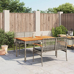 Maison Chic Ensemble à manger d'extérieur 3 pcs avec coussins,Salon de jardin gris résine tressée -GKD324795