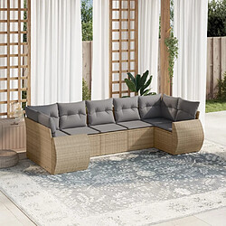 vidaXL Salon de jardin avec coussins 7 pcs beige résine tressée 