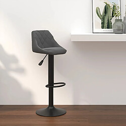 vidaXL Tabouret de bar Gris foncé Velours 