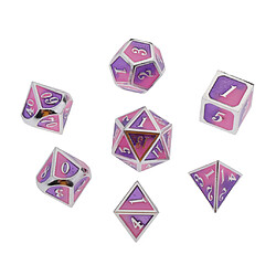 Jeu de 7 dés en métal polyédrique pour D u0026 D Pathfinder RPG Jeu Rose Pourpre Jeu de dés polyédriques en métal