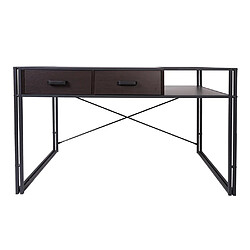 Avis Decoshop26 Bureau d'ordinateur avec tiroirs et compartiment de rangement design industriel 76x120x70cm brun foncé 04_0001449