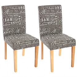 Decoshop26 Lot de 2 chaises de salle à manger en tissu imprimé gris pieds clairs CDS04019 