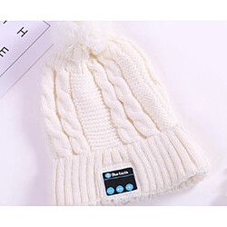 YP Select Bluetooth Beanie Ball Knit Cap Casque sans fil Appelez Music Stereo Bluetooth Hat Music Headset Knit Cap-Blanc