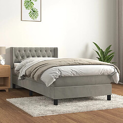 vidaXL Sommier à lattes de lit et matelas Gris clair 90x200 cm Velours 