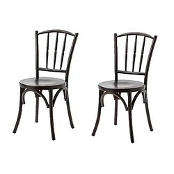 Amadeus Lot de 2 chaises Bistrot en bois - Marron foncé