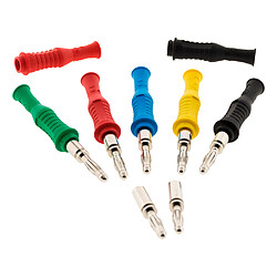 Lot de 7 connecteurs males souples Ø4mm 36A: 2 rouges + 2 noires + 1 Bleu + 1 jaune + 1 vert - Zenitech 