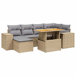 vidaXL Salon de jardin avec coussins 7 pcs beige résine tressée