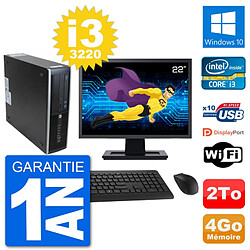 PC HP 8300 SFF Ecran 22" Intel i3-3220 RAM 4Go Disque Dur 2To Windows 10 Wifi - Occasion