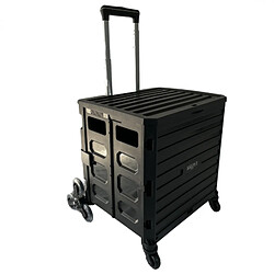 Secury-T Chariot de courses 8 roues - Pliable - Plastique - Avec Couvercle - Noir - 70Kg