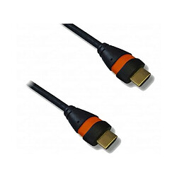 Rue du Commerce Cordon HDMI type A mâle / HDMI type A mâle, version « High Speed with Ethernet », Noir bagué orange, 1m50