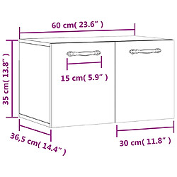 vidaXL Armoire murale Blanc brillant 60x36,5x35 cm Bois d'ingénierie pas cher